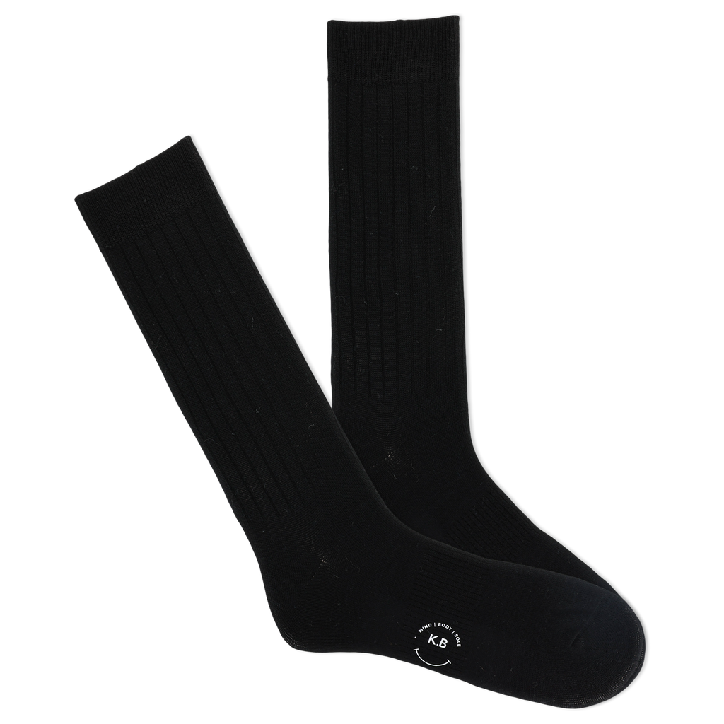 K. Bell Men's Classic Comfort Fit Wool Blend Ribbed Crew Sock flat lay photo