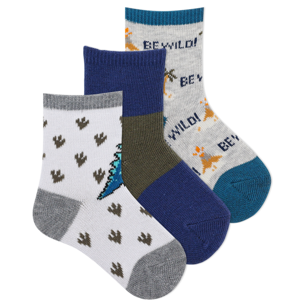 K.Bell Infant Dinosaur Crew Sock 3 Pair Pack