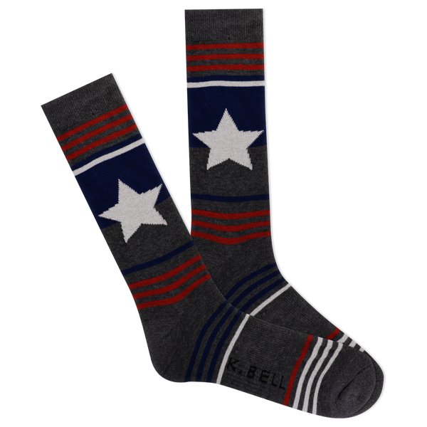K.Bell Men's American Made Star Block Crew Sock