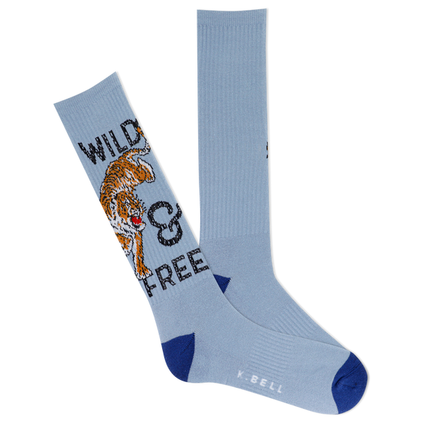 K.Bell Men's Wild and Free Tiger Active Crew Sock