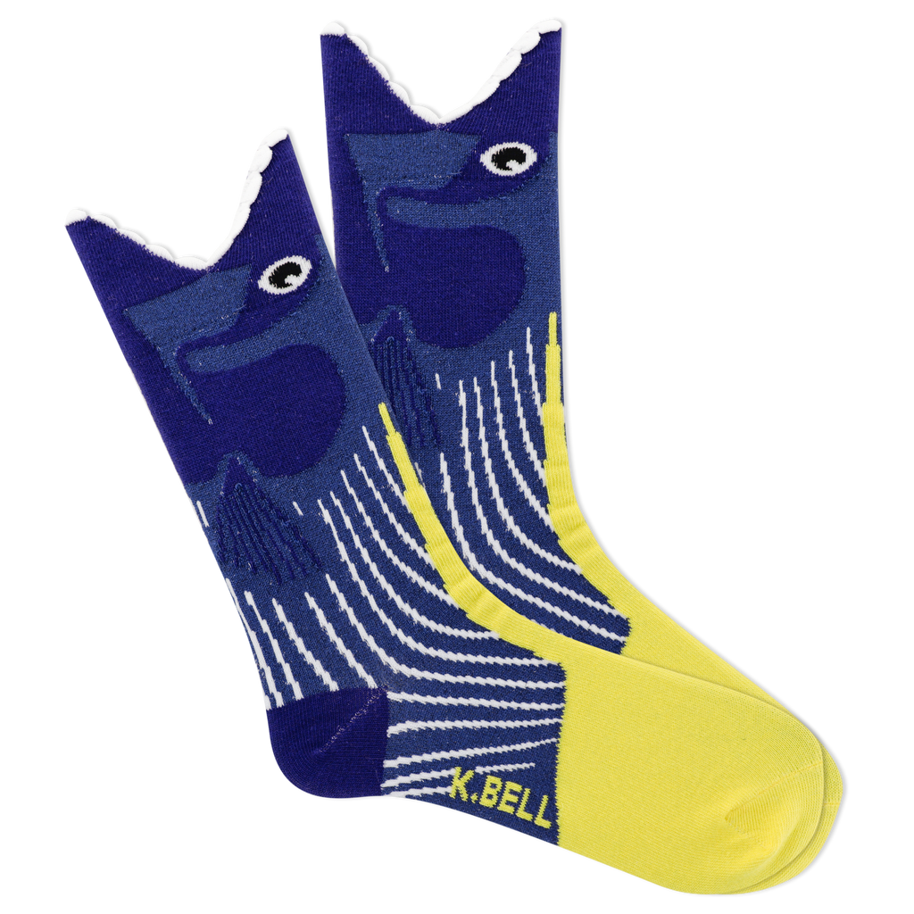 K.Bell Women's Metallic Fish Open Mouth Crew Socks