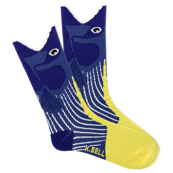 K.Bell Women's Metallic Fish Open Mouth Crew Socks