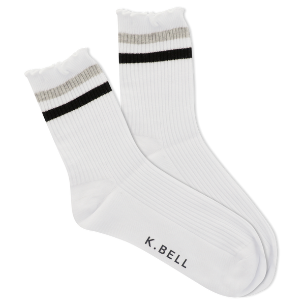 K.Bell Women's Retro Varsity Lettuce Crew Socks