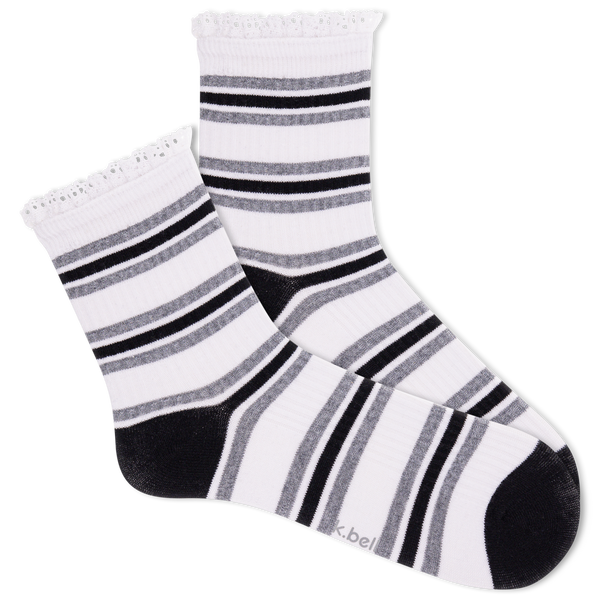 K.Bell Women's Crochet Lace Ribbed Ankle Sock