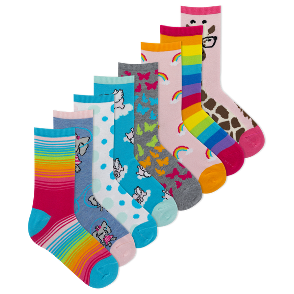 K.Bell Kid's Pretty Animals Crew Sock 8 Pack