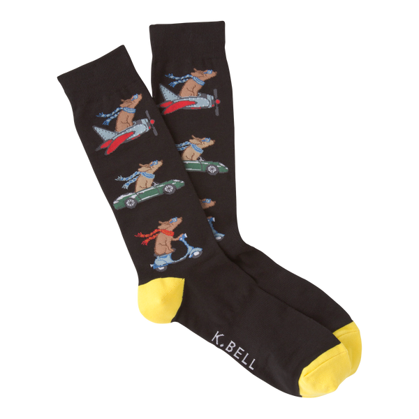 K.Bell Men's Traveling Dogs Crew Sock